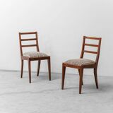 Pair of mahogany chairs with corduroy velvet, 1950s vintage modernism