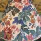 Large blue ceramic lamp with floral shade