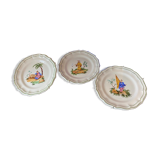 Set of 3 decorative earthenware plates stamped "Gien"