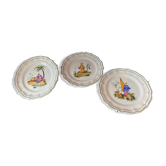 Lot de 3 assiettes en faïence décoratives estampillées "Gien"