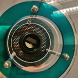 Slim-line" UFO / SpaceAge lamps in plexiglass and metal, in transparent, green and black colours