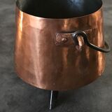 Cauldron with tinned copper pot handle and support 3 feet - 25.5 cm