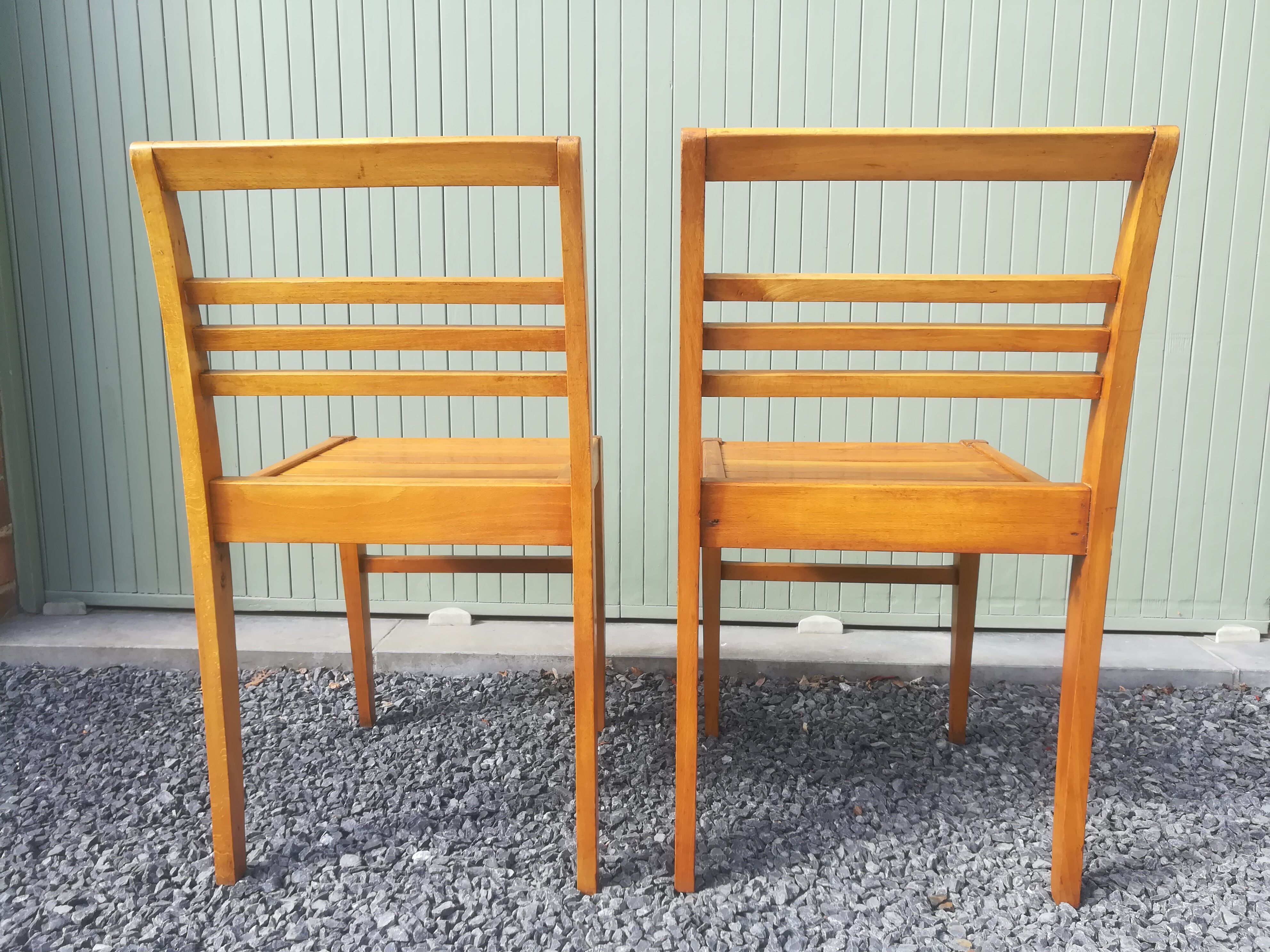 Pair of René Gabriel chairs in beech