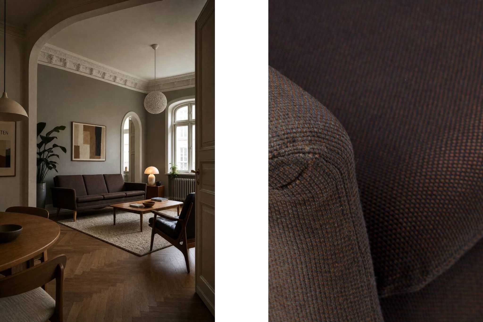 Mid-Century Danish Brown 3-Seater Sofa by Folke Ohlsson for Fritz Hansen
