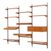 Kai Kristiansen teak wall unit with a desk and a lamp, FM Mobler, 1960s