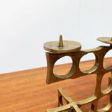 Brutalist metal candlestick from the mid-century by Heinz Goll