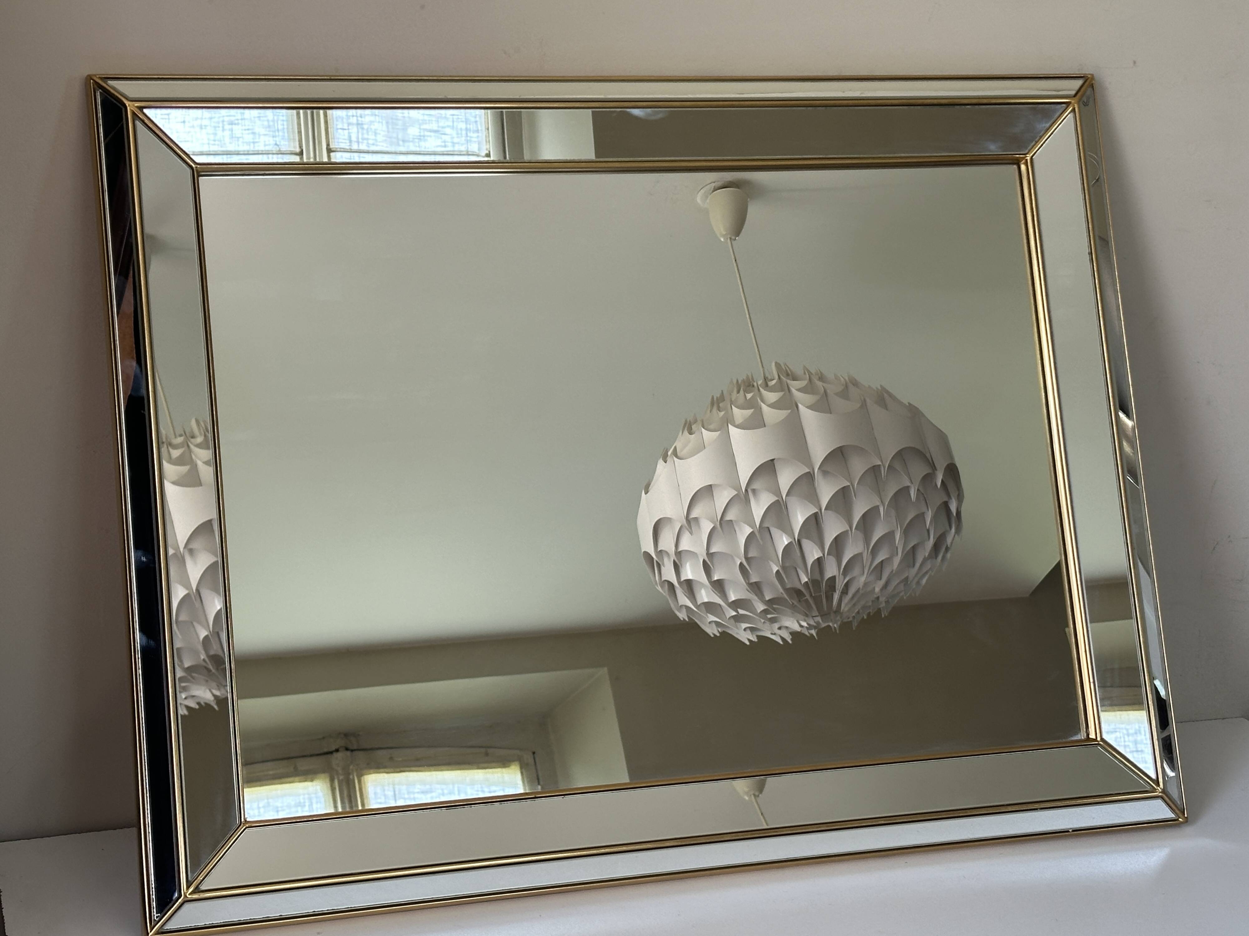 Mirror with glazing beads, Deknudt design, Belgium, 1970s