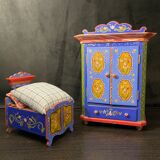 Tyrolean Miniature Wardrobe and Bed Set