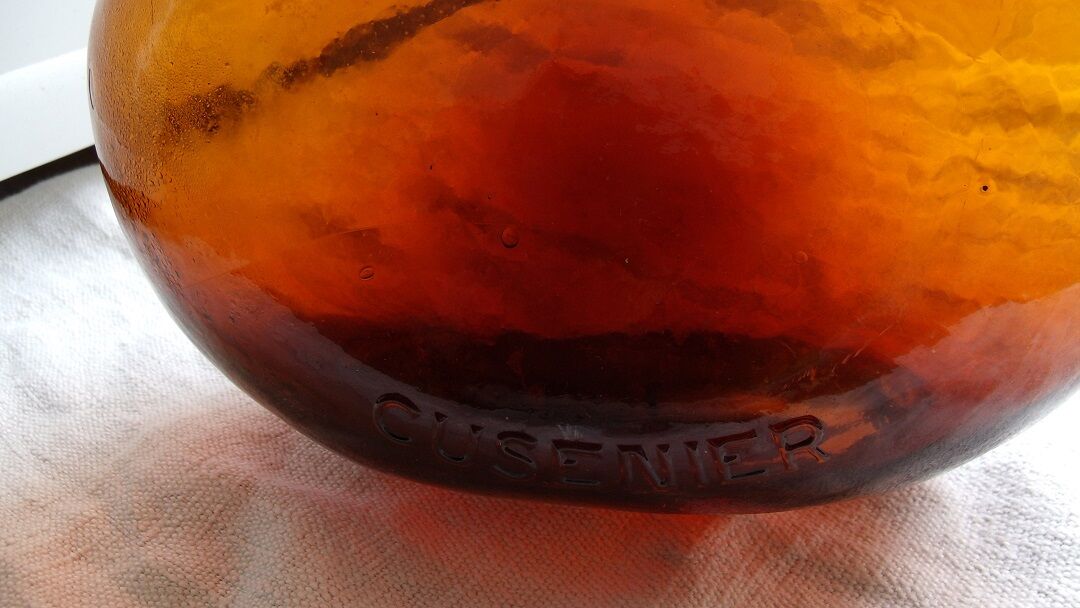 Old Brown graved Cusenier glass bottle