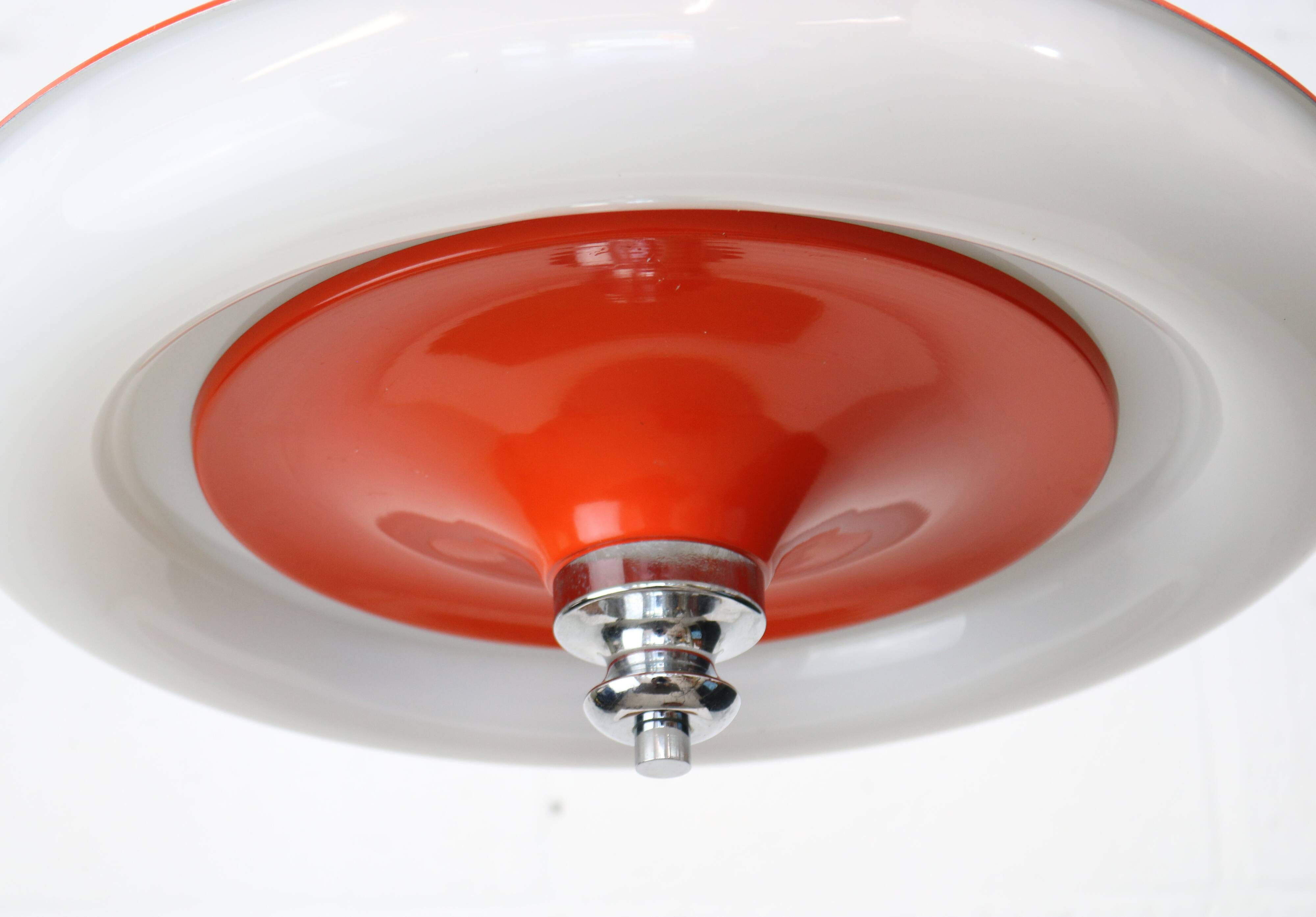 Lampe vintage de Massive Belgium, couleur orange/blanc/chrome - Belgique 1977