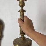 Antique brass candle holder 28 cm