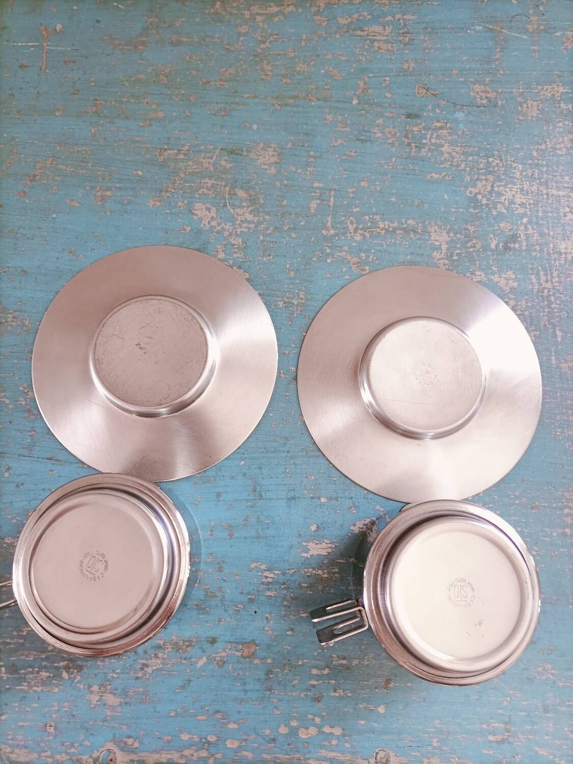 2 vintage Italian stainless steel cups Casalinghi Sto