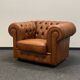 Vintage chesterfield brown leather club chair