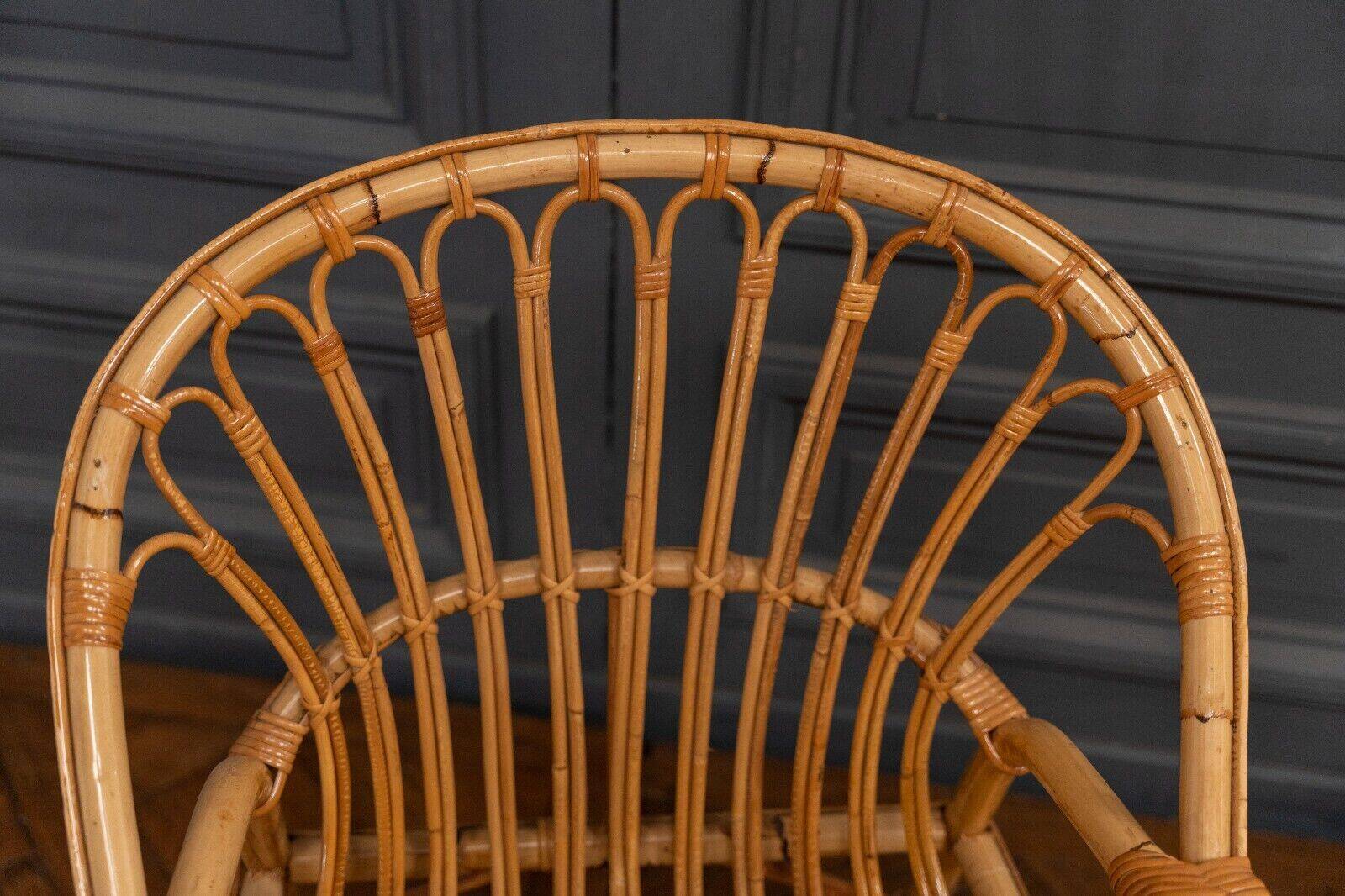 Suite of three rattan armchairs 1960 with original patina