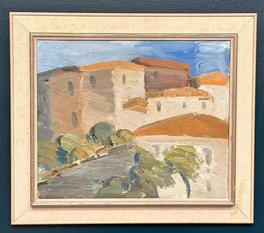 Original Swedish Oil On Canvas – “Cityscape” By Sven‑Erik Markhed