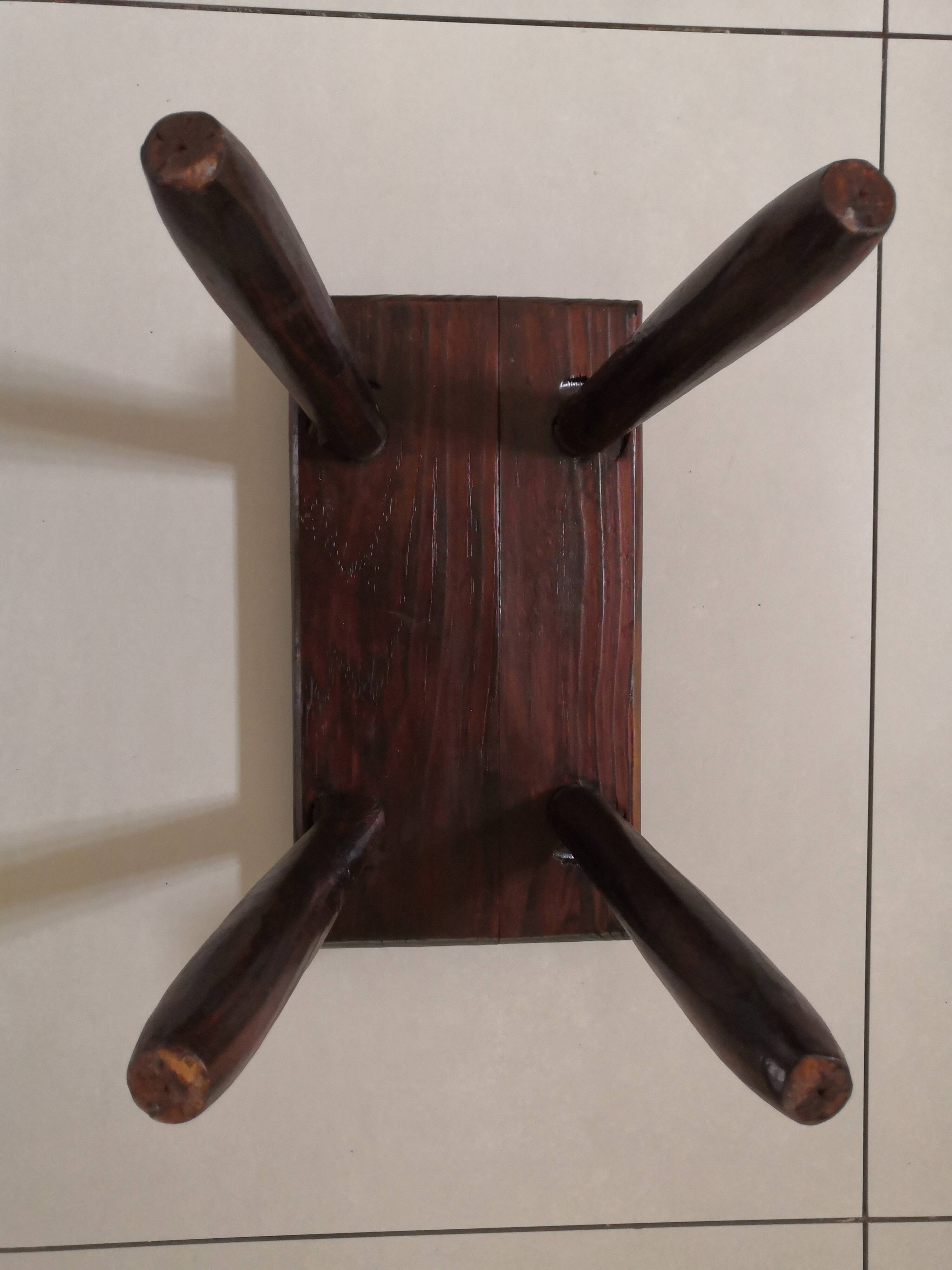 Step footrest solid wood vintage brutalist stool
