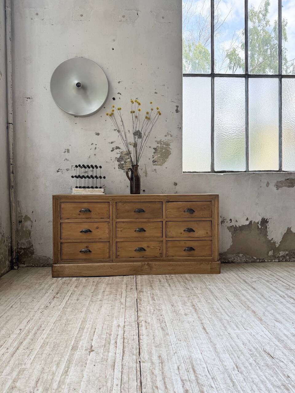 Pine craft cabinet with drawers