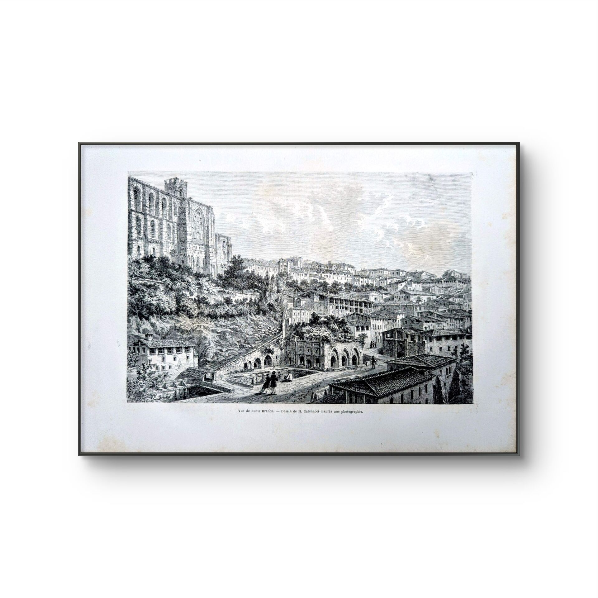 Fontebranda, Siena. Printed illustration from 1866.