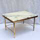 Vintage side table in gold metal and veined white marble.