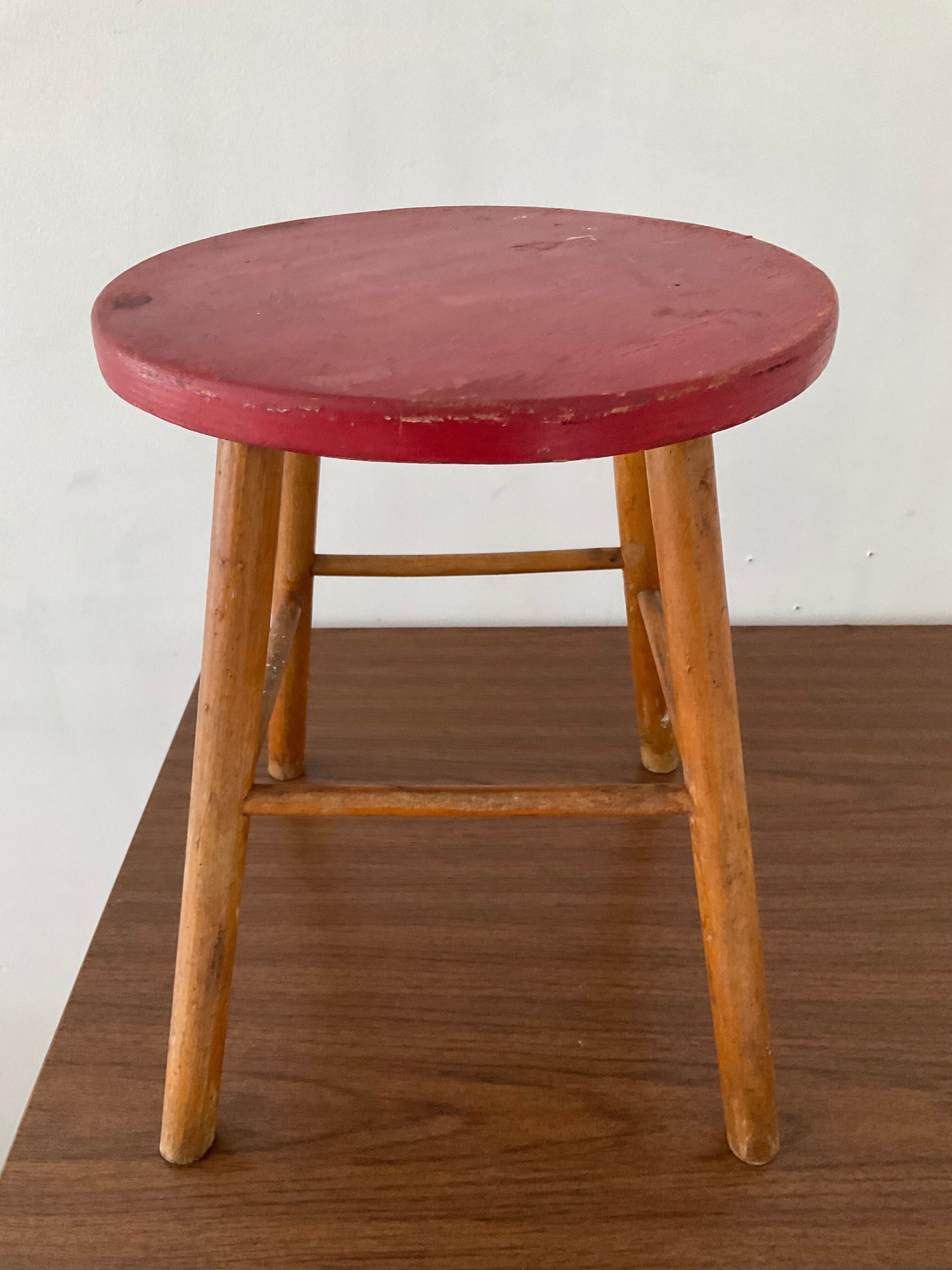 Vintage wooden stool from the 50s