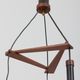 Ribbed glass and teak pendant lamp, 60s.