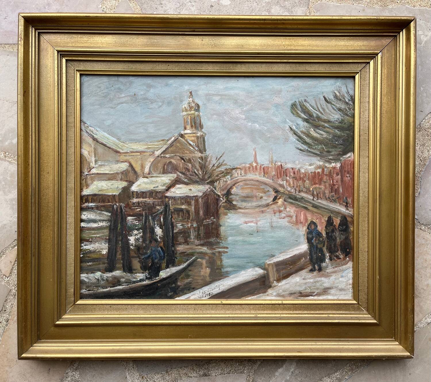 Tableau: Oil on panel - landscape of Venice