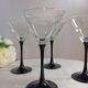 6 verres à pied noir brillant collection domino de Luminarc, vintage 1980