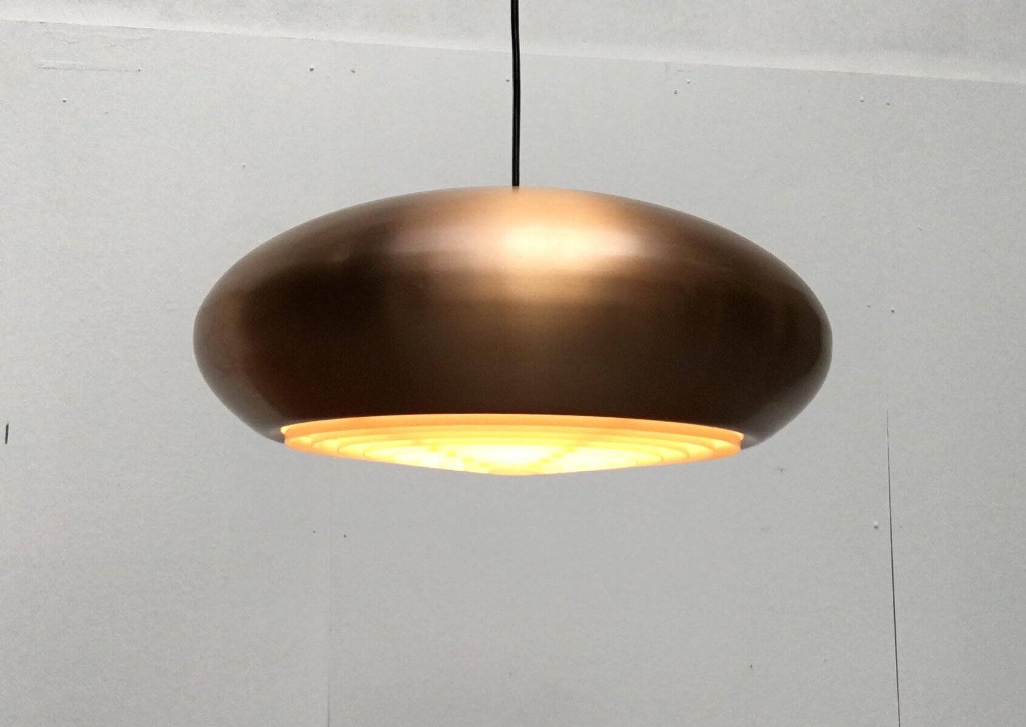 Large suspended copper lamp from mid-century Germany by Goldkant Leuchten.