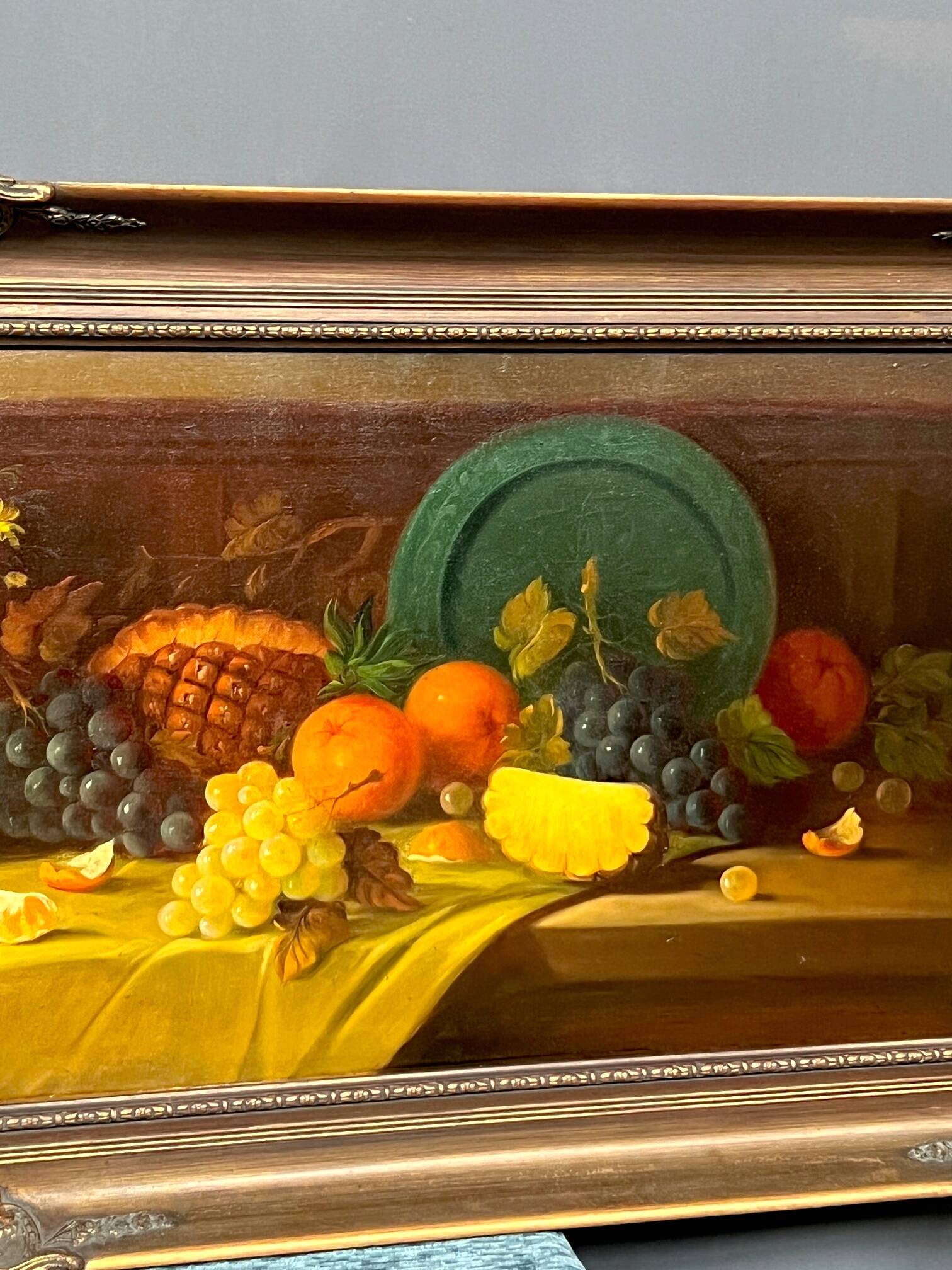 L.Maes. Still life with flowers and fruits. Large format.