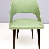 Pair of Vintage Green Skai Side Chairs with Ebonized Wood Legs, Italy