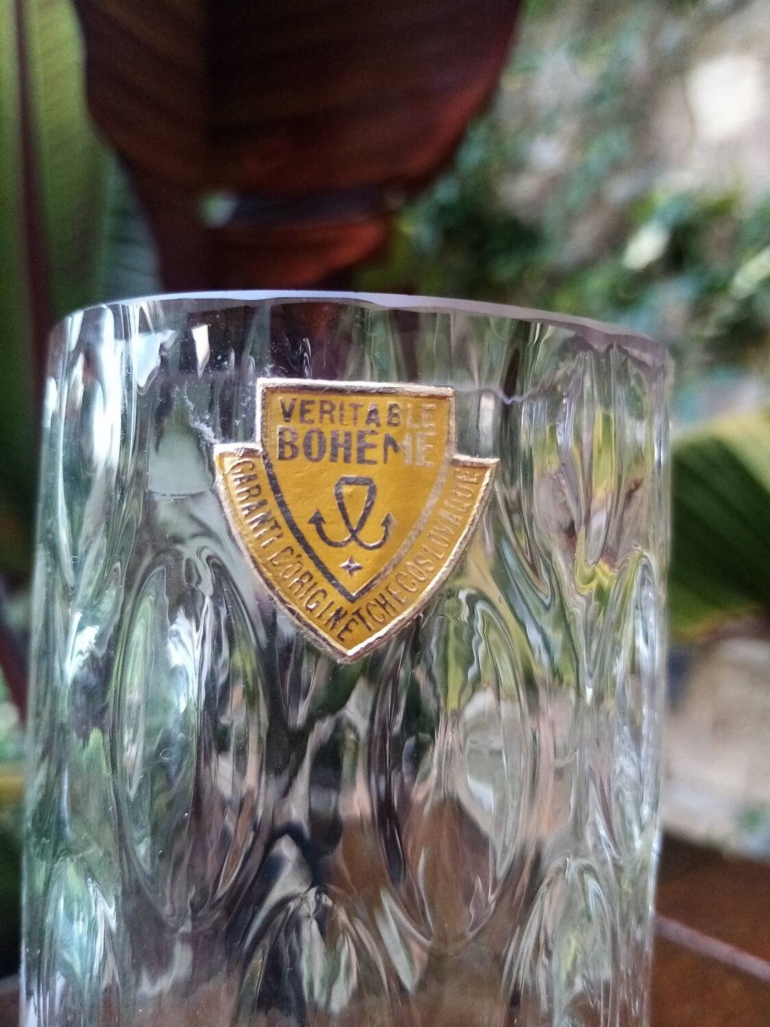 Bohemian crystal vase Czechoslovakia
