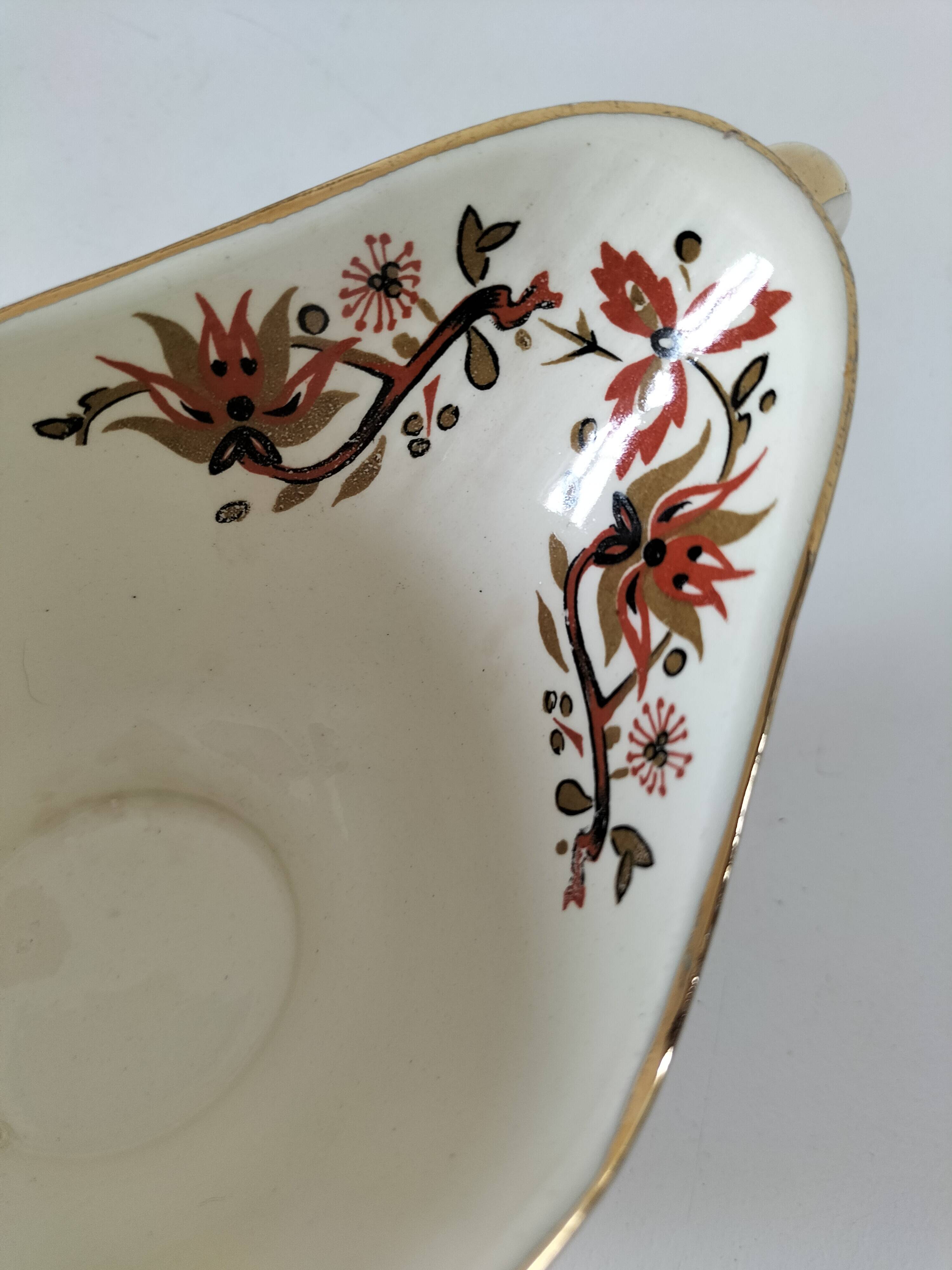 Sauceboat Salins France stylised floral decoration