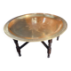 Very large coffee table with bronze top and chiseled decor, 100 cm