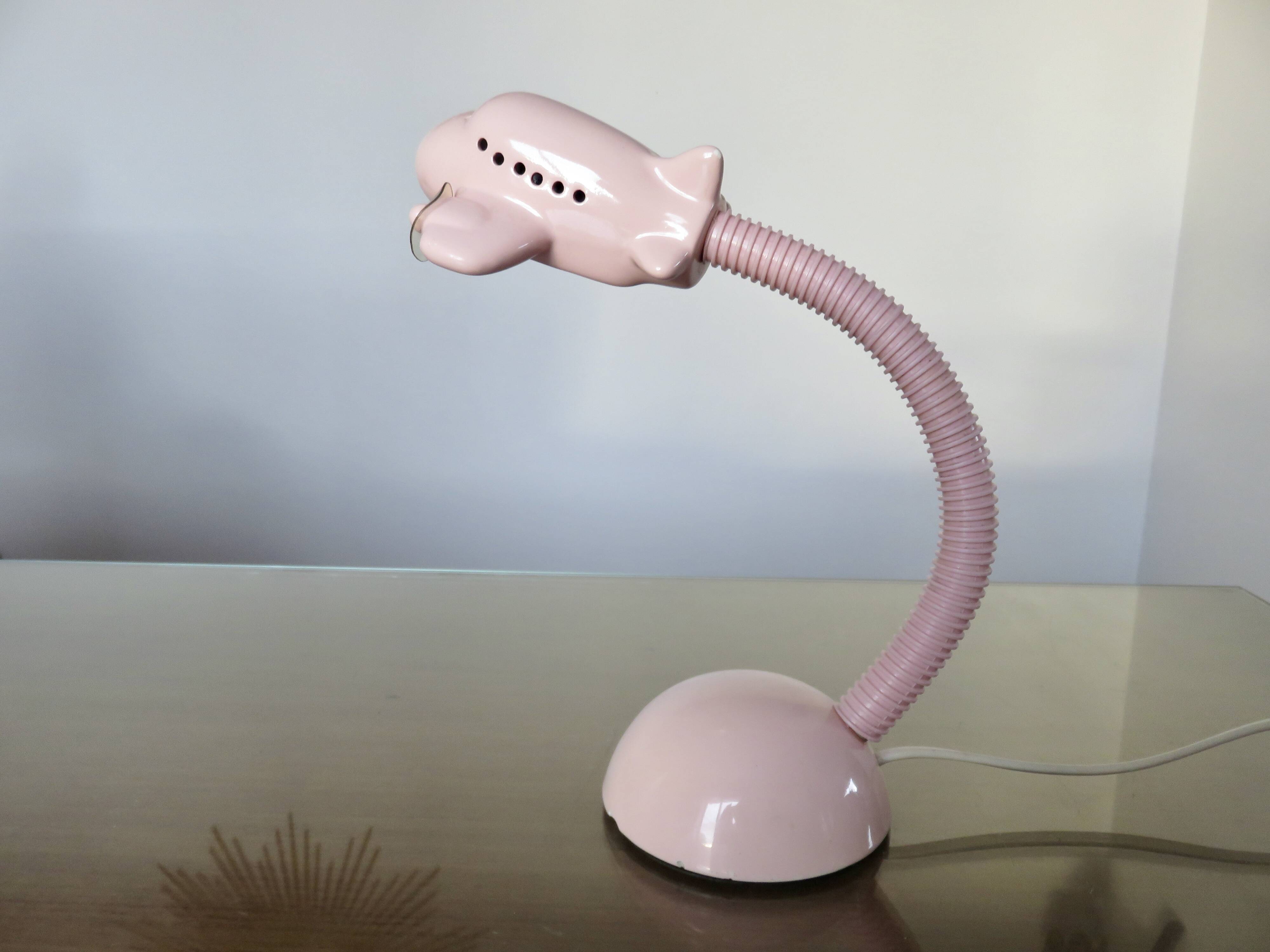 Pink ceramic “airplane” lamp from the 80s