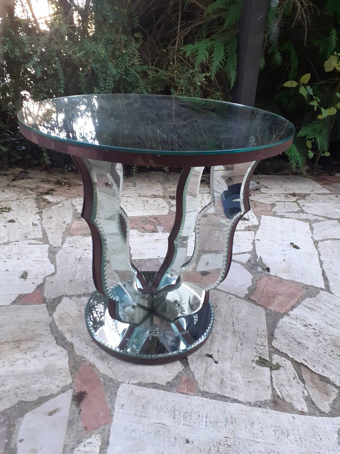 1930s mirrored pedestal table