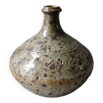 enamelled and scarified stoneware vase from the 80s