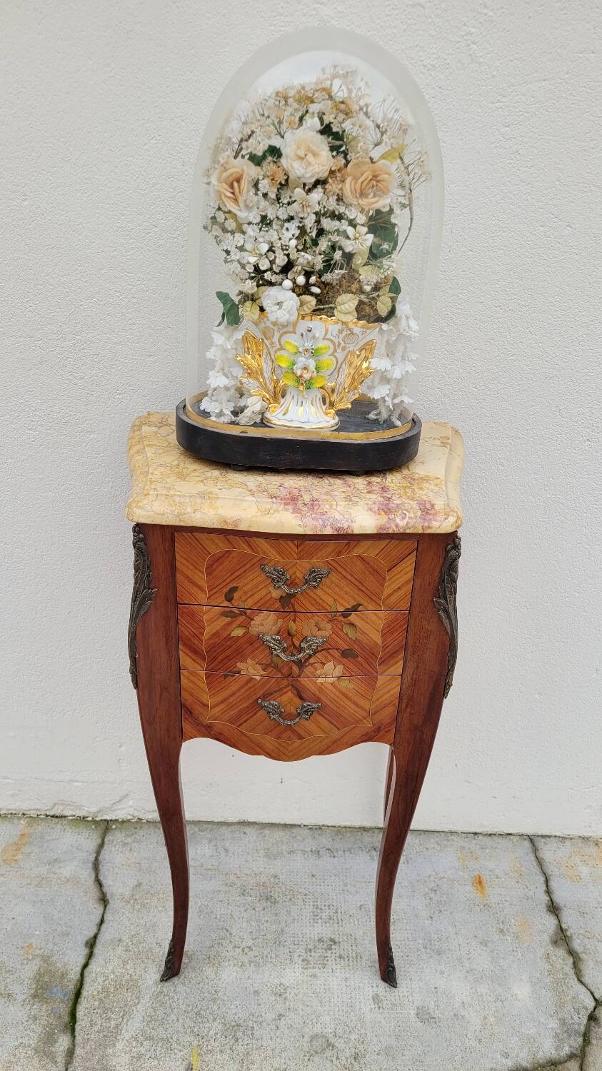 Louis xv style bedside table in rosewood marquetry