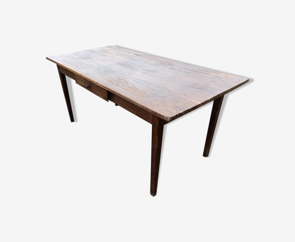 Table de ferme en chêne massif ancienne un tiroir | Selency