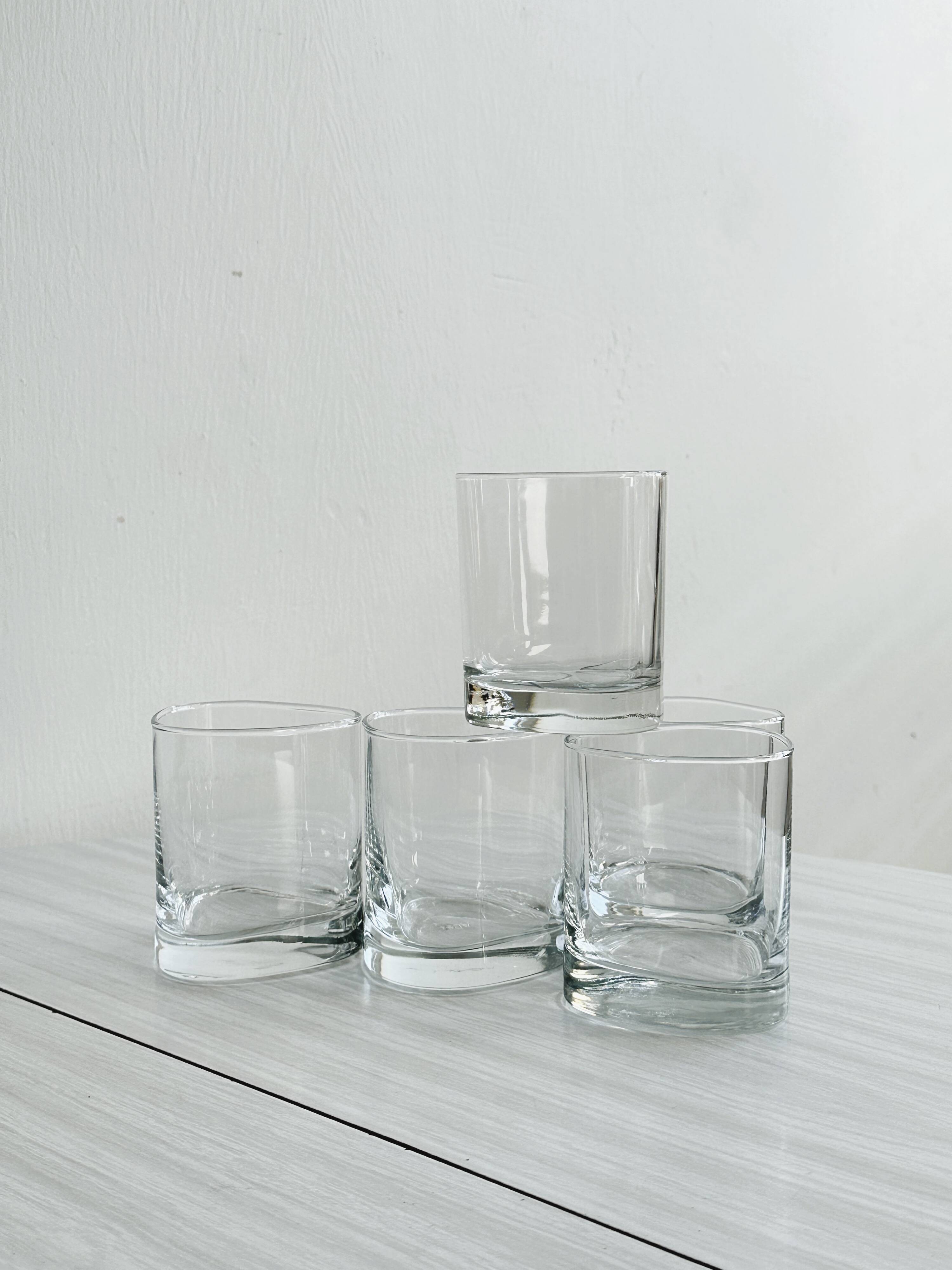 5 whiskey glasses - water.