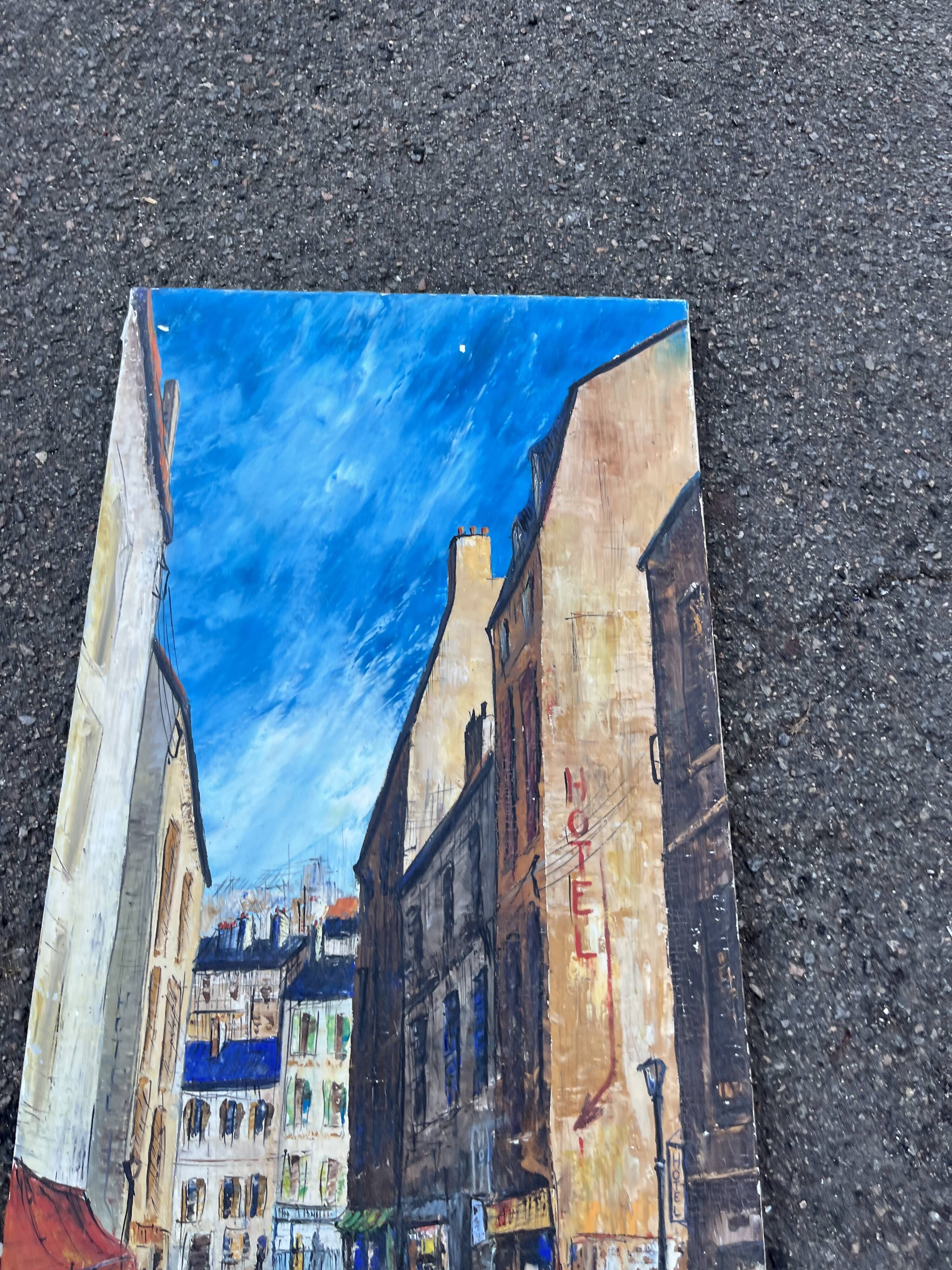 Painting by Dominique Brochard "Domi" – Street Scene – 1967