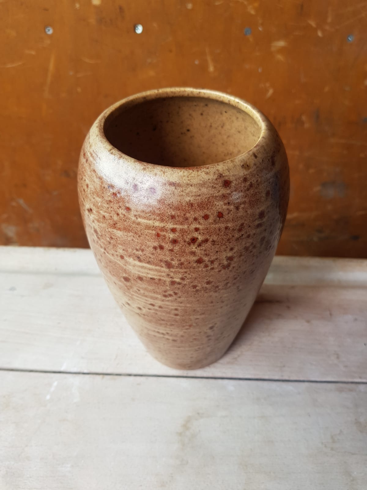 Former ceramic vase marron beige vintage 70s