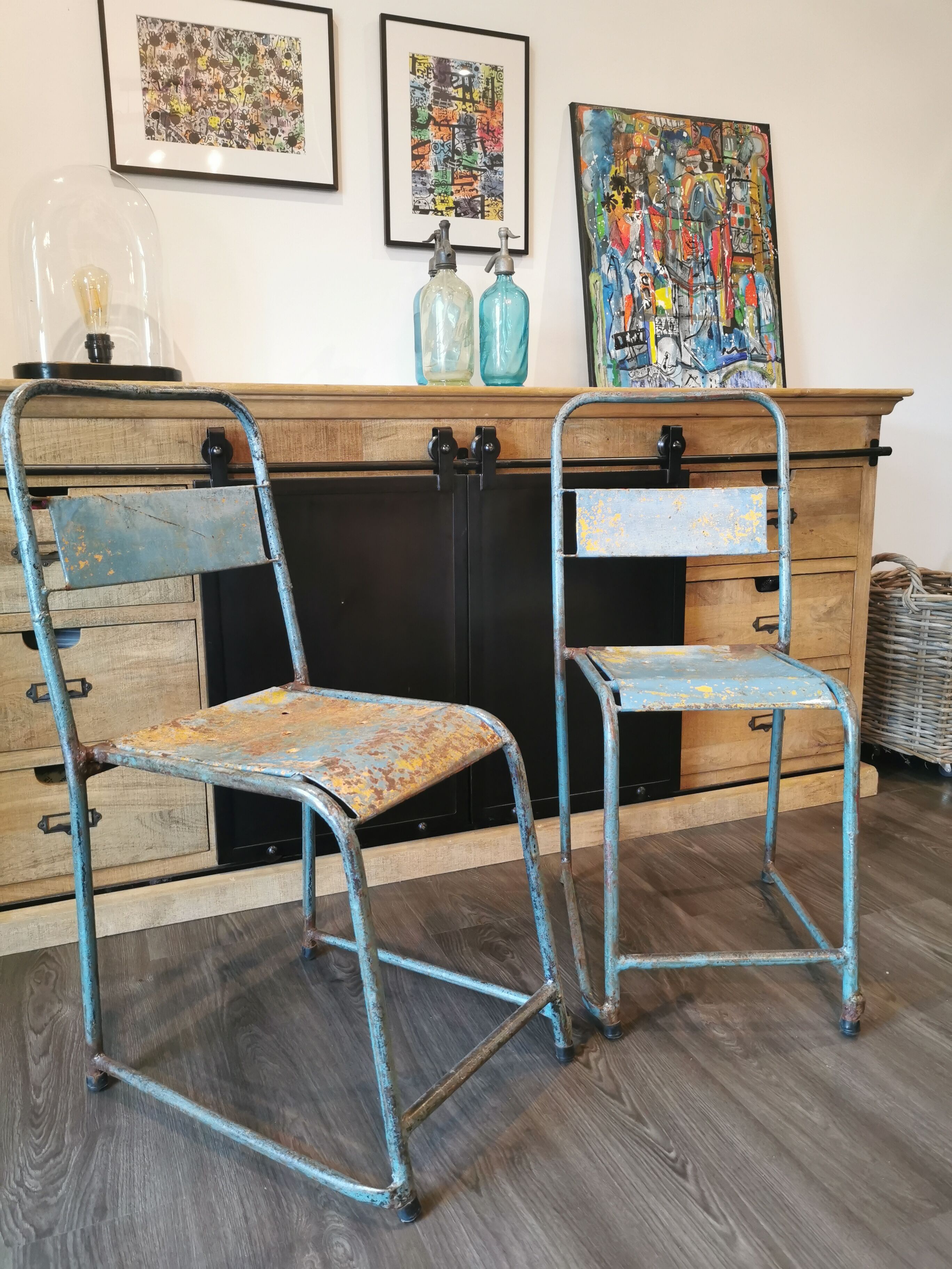 Pair of industrial bistro chairs