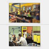 Educational poster "LA POSTE" and "CHEZ LE DENTISTE"
