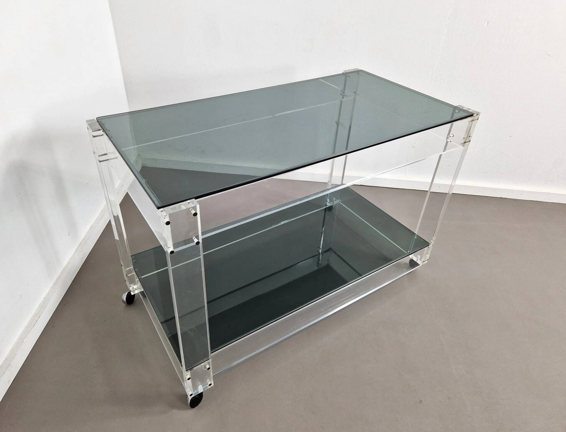 Lucite and smoked glass trolley | 1970s
