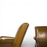 Set of two moss green Froxfield leather armchairs by Parker Knoll, 1960