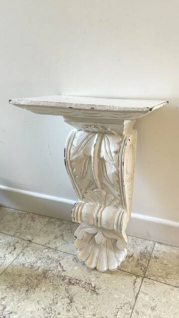 White Patinated Wall Console Shelf