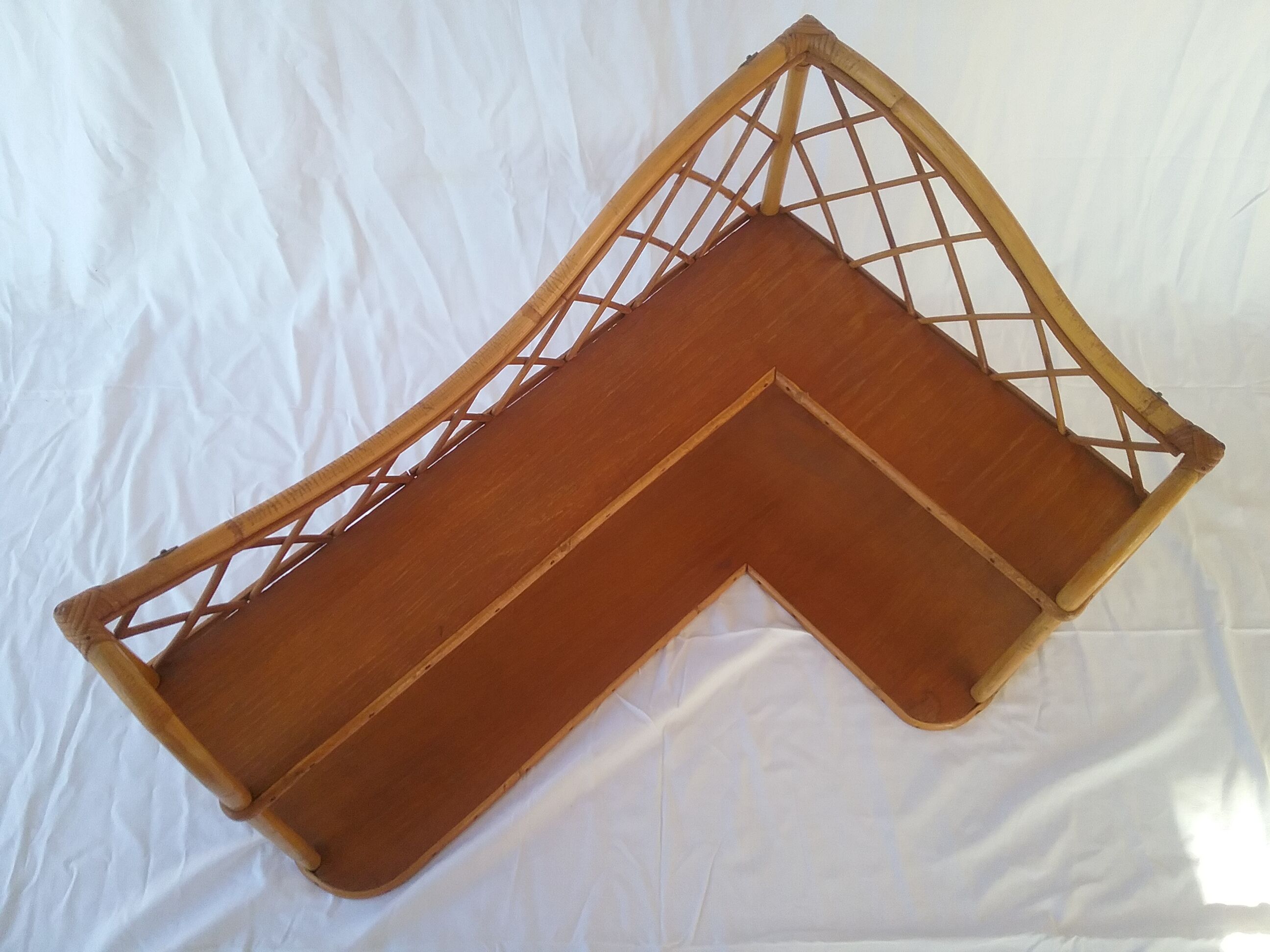 L shaped rack in rattan