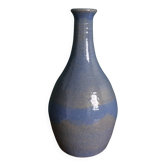Signed bottle vase in glazed stoneware, handmade ceramics.