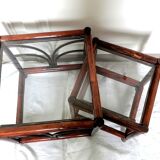 Rattan trundle tables circa 1950 in art deco style