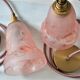 Pair of art nouveau style pendants in pink molded glass